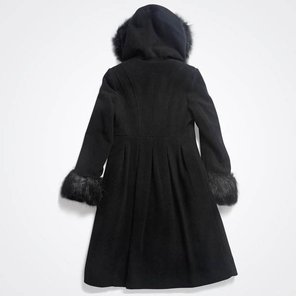 girls black hooded coat