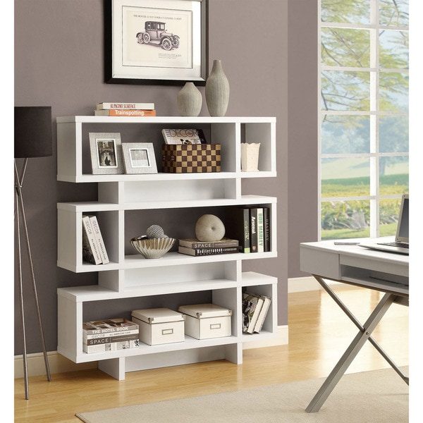 Shop White 55-inch High Modern Bookcase - Overstock - 6816625