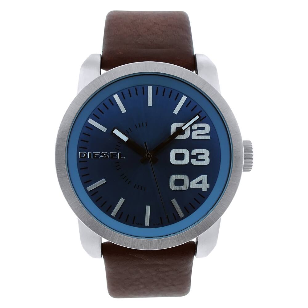 Diesel Men's DZ1512 Double Down Blue Dial Brown Leather Strap Watch
