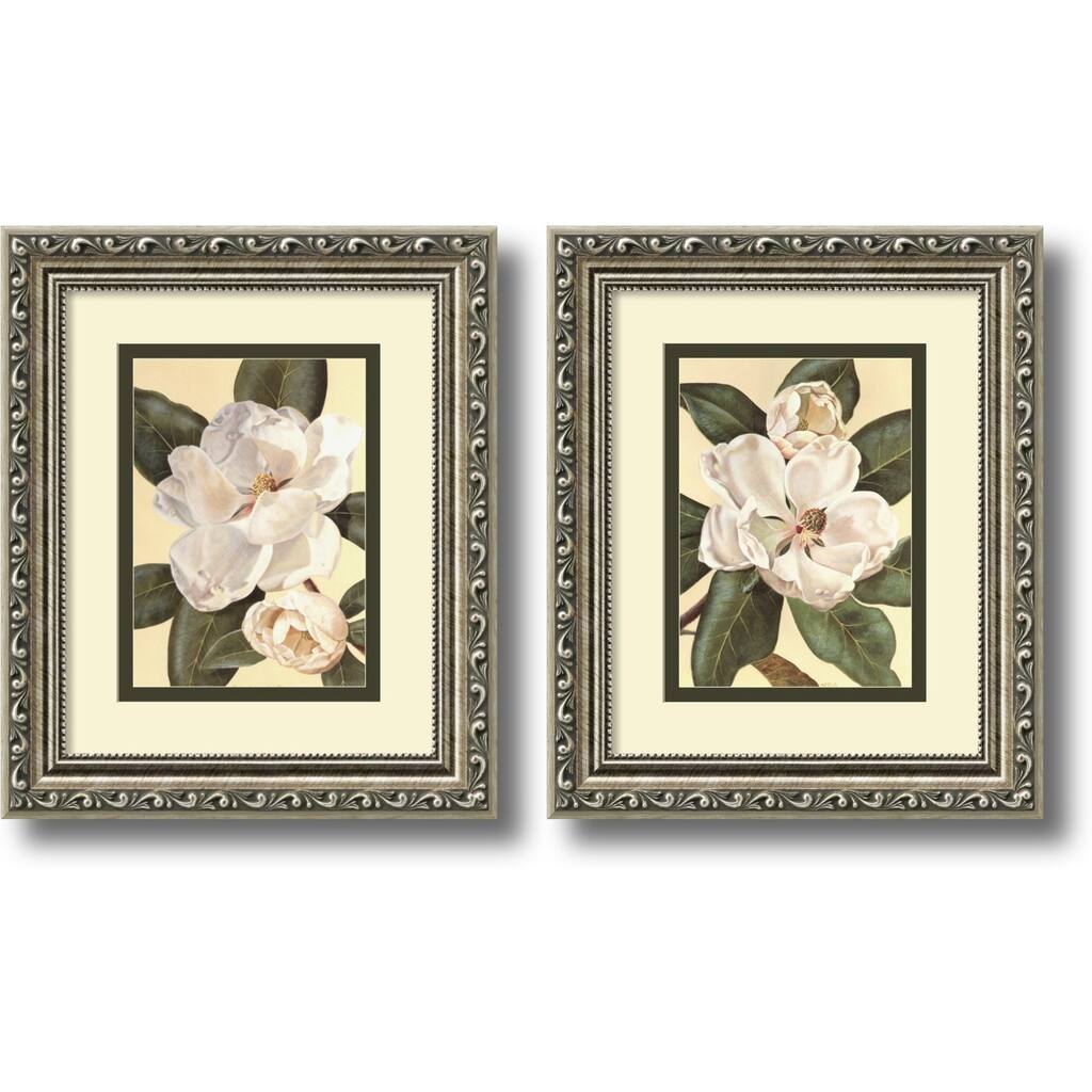 Framed Art Print 'Magnolias - set of 2' by Waltraud Fuchs Von Schwarzbek 11 x 13-inch Each