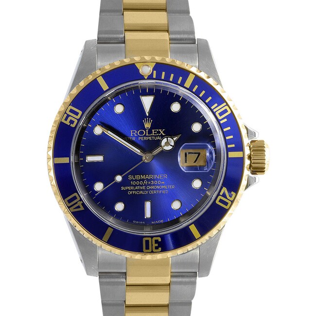 Pre-owned Rolex Men's Blue Two-tone Submariner Watch - Free Shipping ...