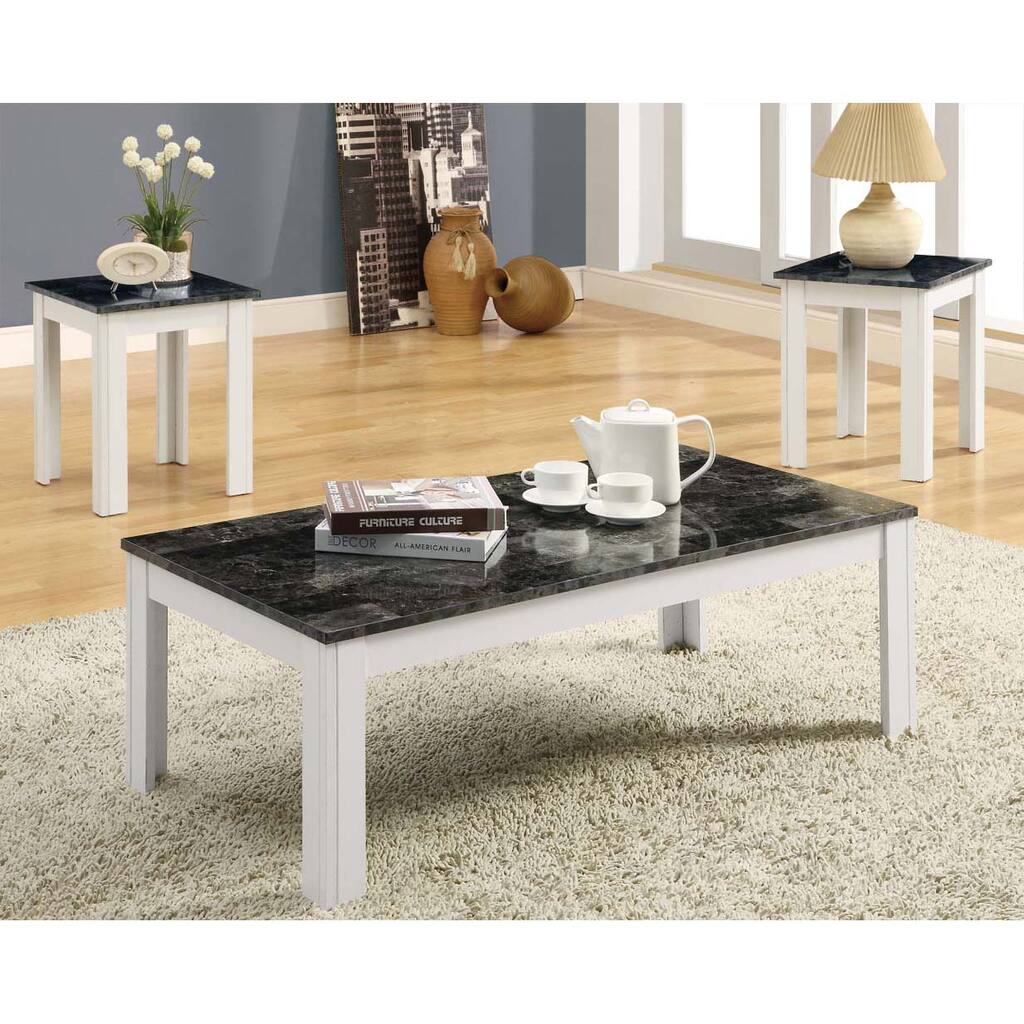 Grey Marble/ White 3-piece Promotional Table Set