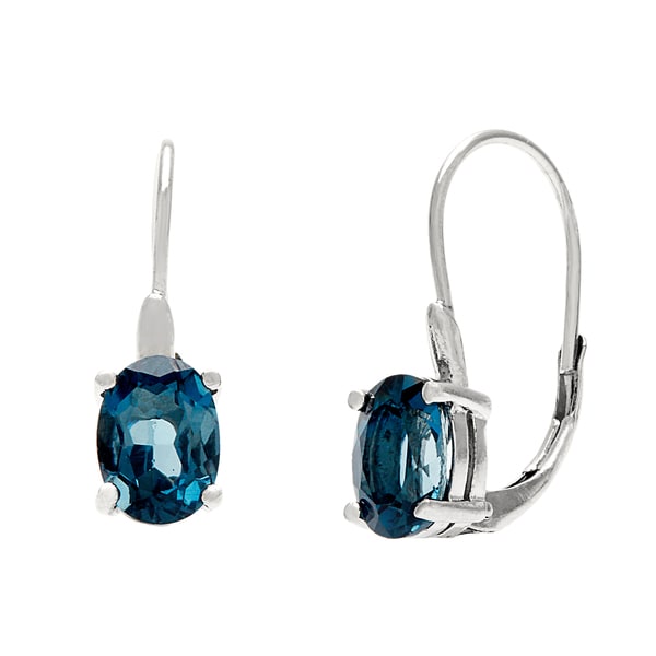 Shop Glitzy Rocks Silver London Blue Topaz Leverback Earrings (3ct TGW ...