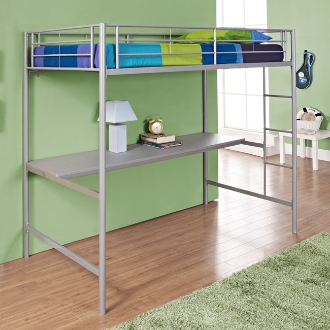 Walker Edison Twin/ Workstation Silver Bunk Bed Silver Size Twin