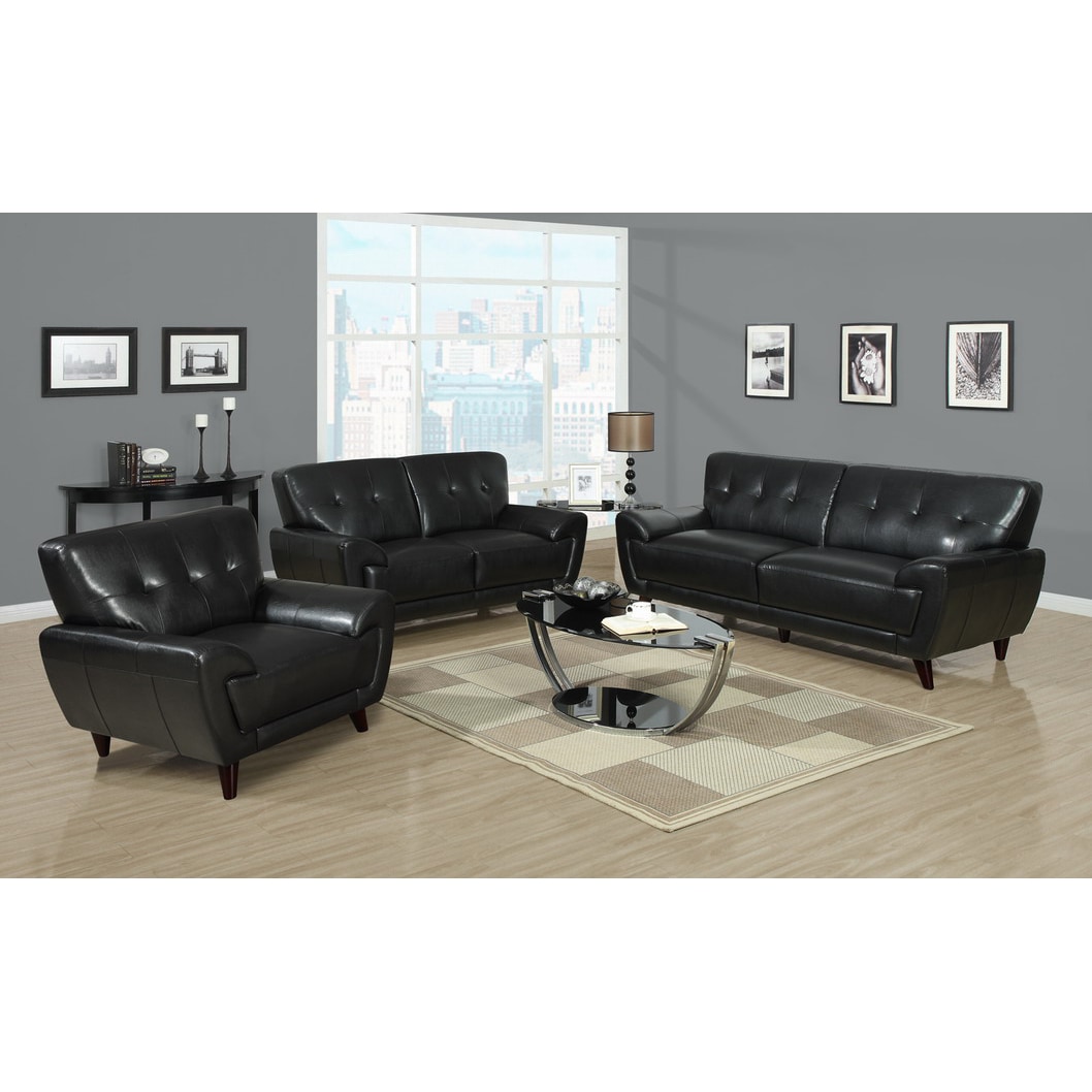 Black Bonded Leather Love Seat