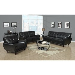 Black Bonded Leather Tufted Sofa - Overstock - 6820199
