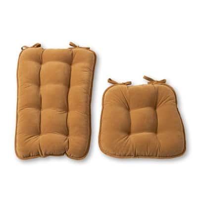 Khaki Ribbed Microfiber Jumbo Rocking Chair Cushion Set