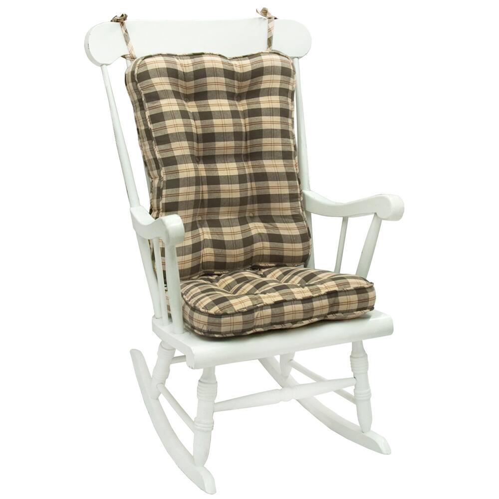 Olive Plaid Standard Rocking Chair Cushion