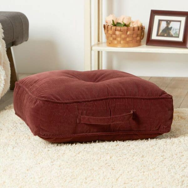 Omaha Corduroy Microfiber 21-inch Square Floor Pillow in Wine