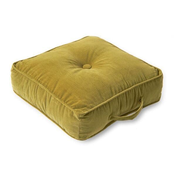 Omaha Corduroy Microfiber 21-inch Square Floor Pillow in Olive Green
