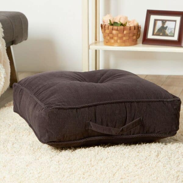 Omaha Corduroy Microfiber 21-inch Square Floor Pillow in Charcoal