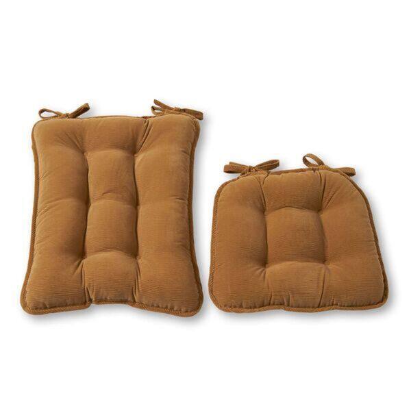 Khaki 2-Piece Reversible Corduroy Rocking Chair Cushion Set