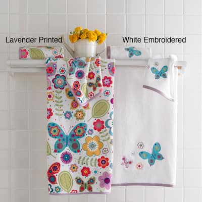 Butterfly Embroidered or Velour Printed 6-piece Towel Set
