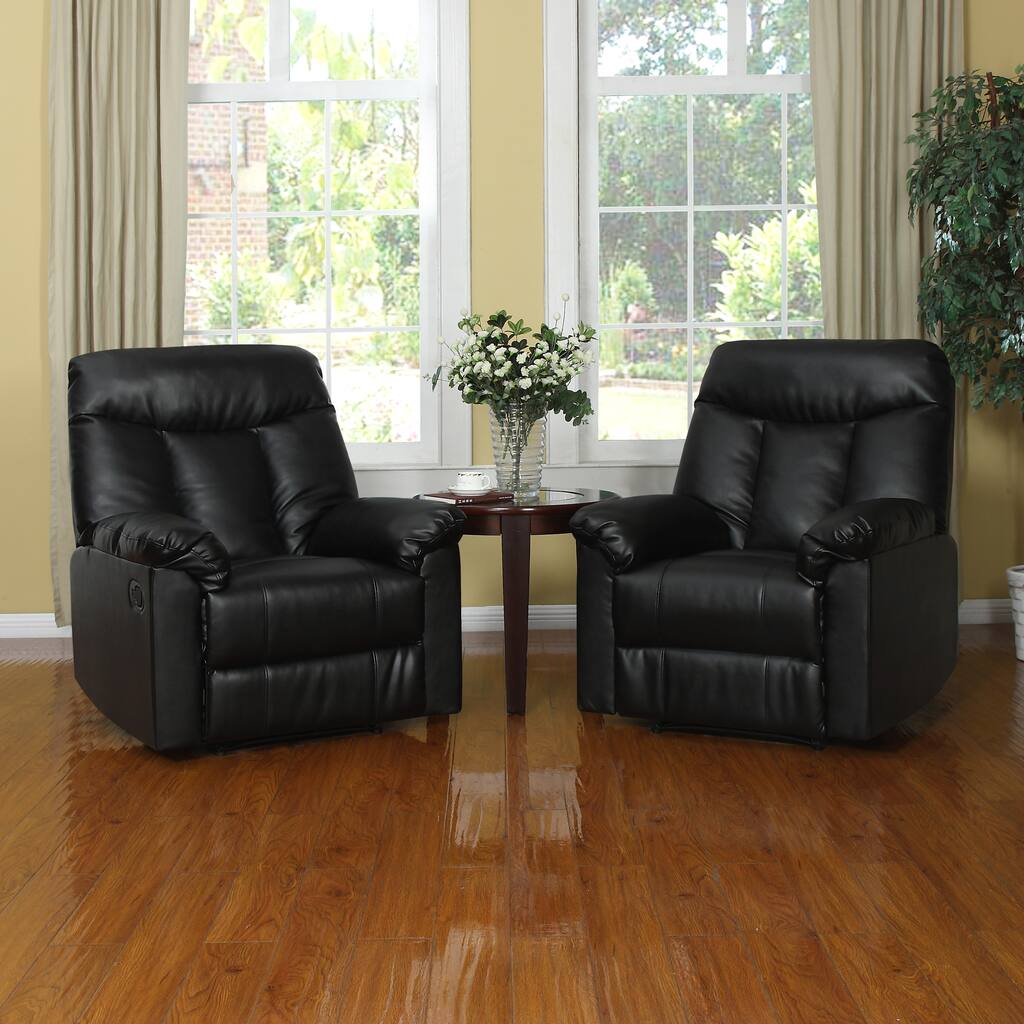 ProLounger Wall Hugger Black Renu Leather Recliners (Set of 2)