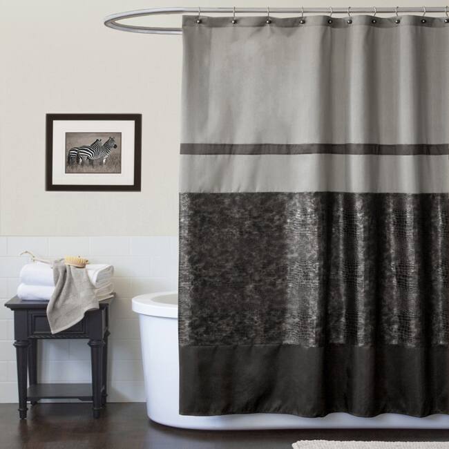 Lush Decor Crocodile Black Shower Curtain