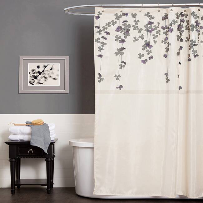 Lush Decor Flower Drop Ivory Shower Curtain