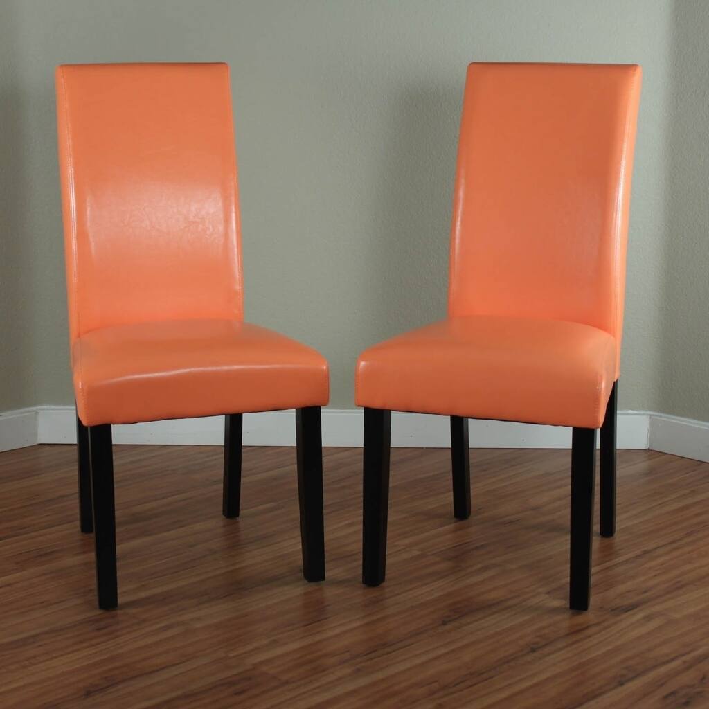 Villa Faux Leather Sunrise Orange Dining Chairs (Set of 2)