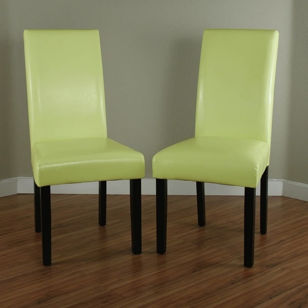 Shop Villa Green Faux Leather Wax Dining Chairs (Set of 2 ...