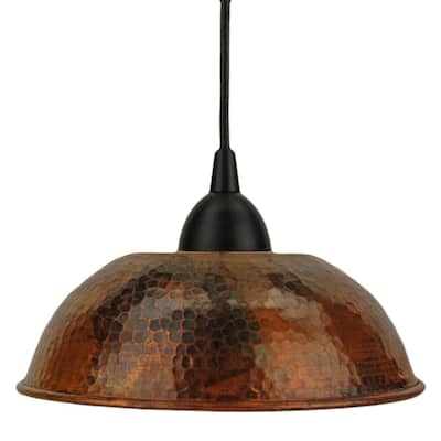 Hammered Copper 8.5" Dome Pendant Light in Oil Rubbed Bronze (L200DB)