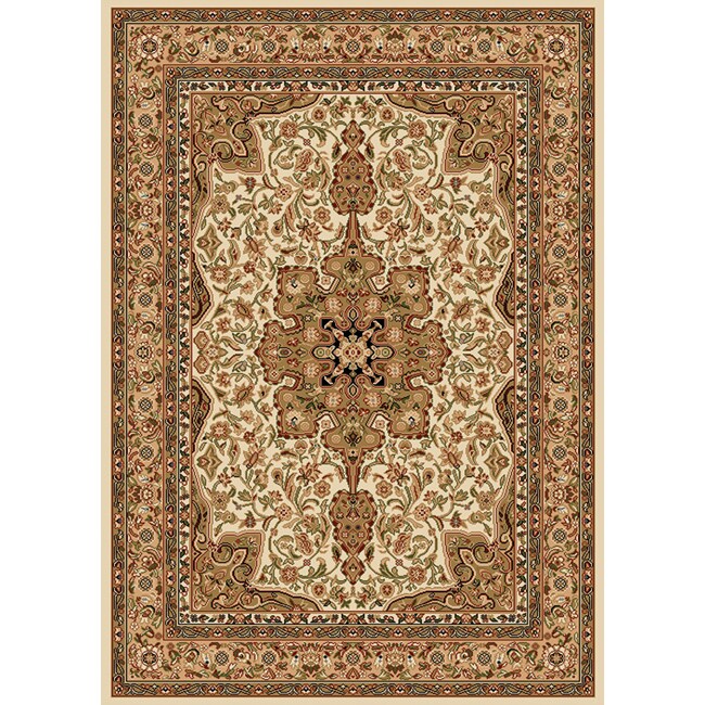 Contemporary Ivory Heat set Area Rug (78 X 104)