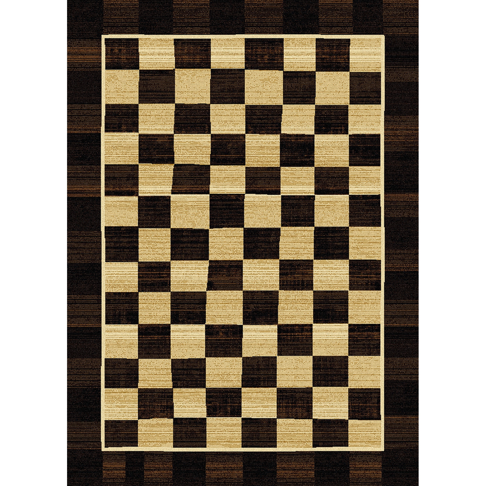 Contemporary Black Ivory Heat Set Rug (52 X 72)