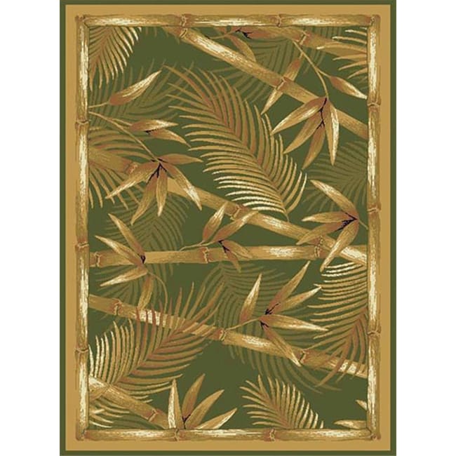 Contemporary Green Heat Set Rug (52 X 72)