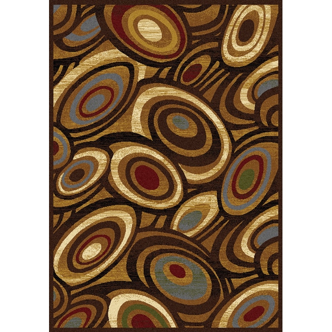 Contemporary Gold/ Multicolor Heat Set Rug (78 X 104)