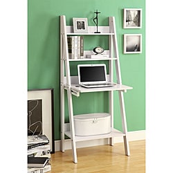 Shop White 61 Inch Ladder Bookcase Drop Down Desk Overstock