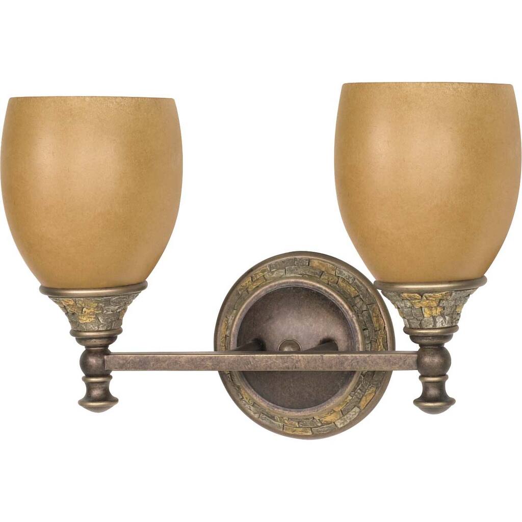 Rockport Tuscano Sepia Glass Dorado Bronze 2-light Vanity Fixture