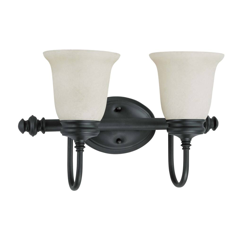 Salem 2 Light Aged Bronze With Biscotti Glass Vanity