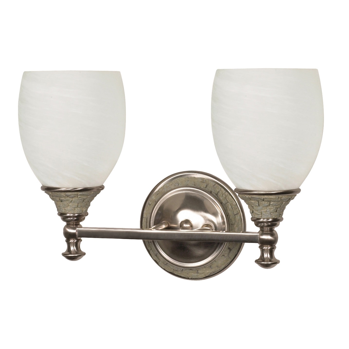 Rockport Milano 2 Light Brushed Nickel With Alabaster Swirl Glass Vanity