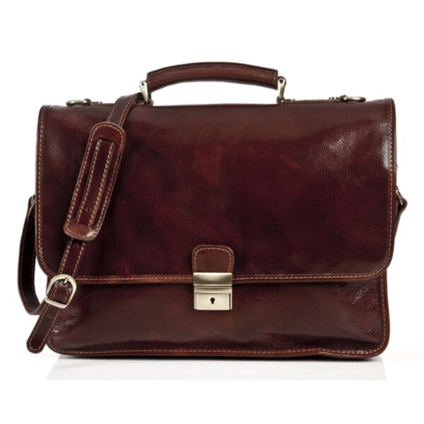 Shop Alberto Bellucci Torino Italian Leather Briefcase - On Sale - Free ...