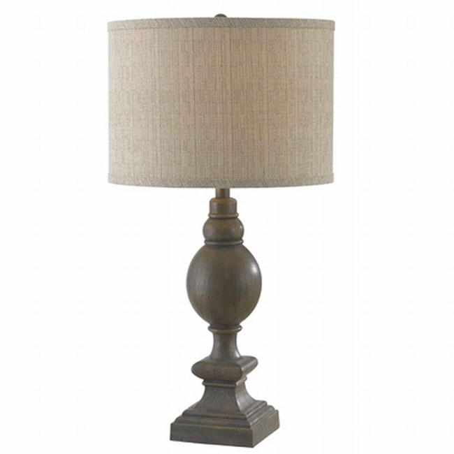 Dinah 29-inch High With Driftwood Finish And Tan Tweed Drum Shade ...