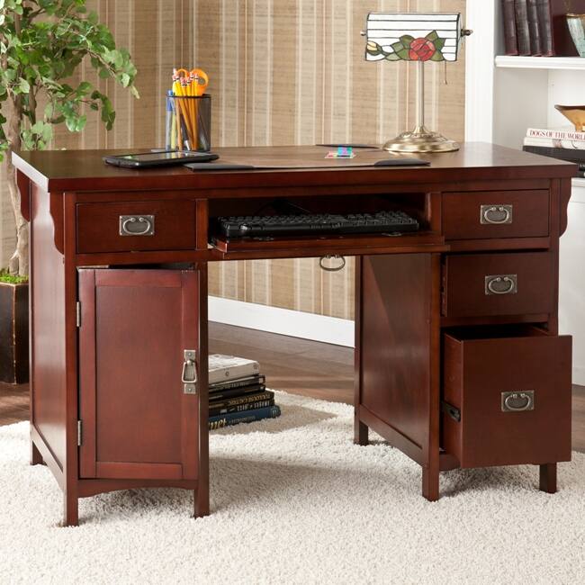 SEI Furniture Wakefield Cherry Mission Computer Desk
