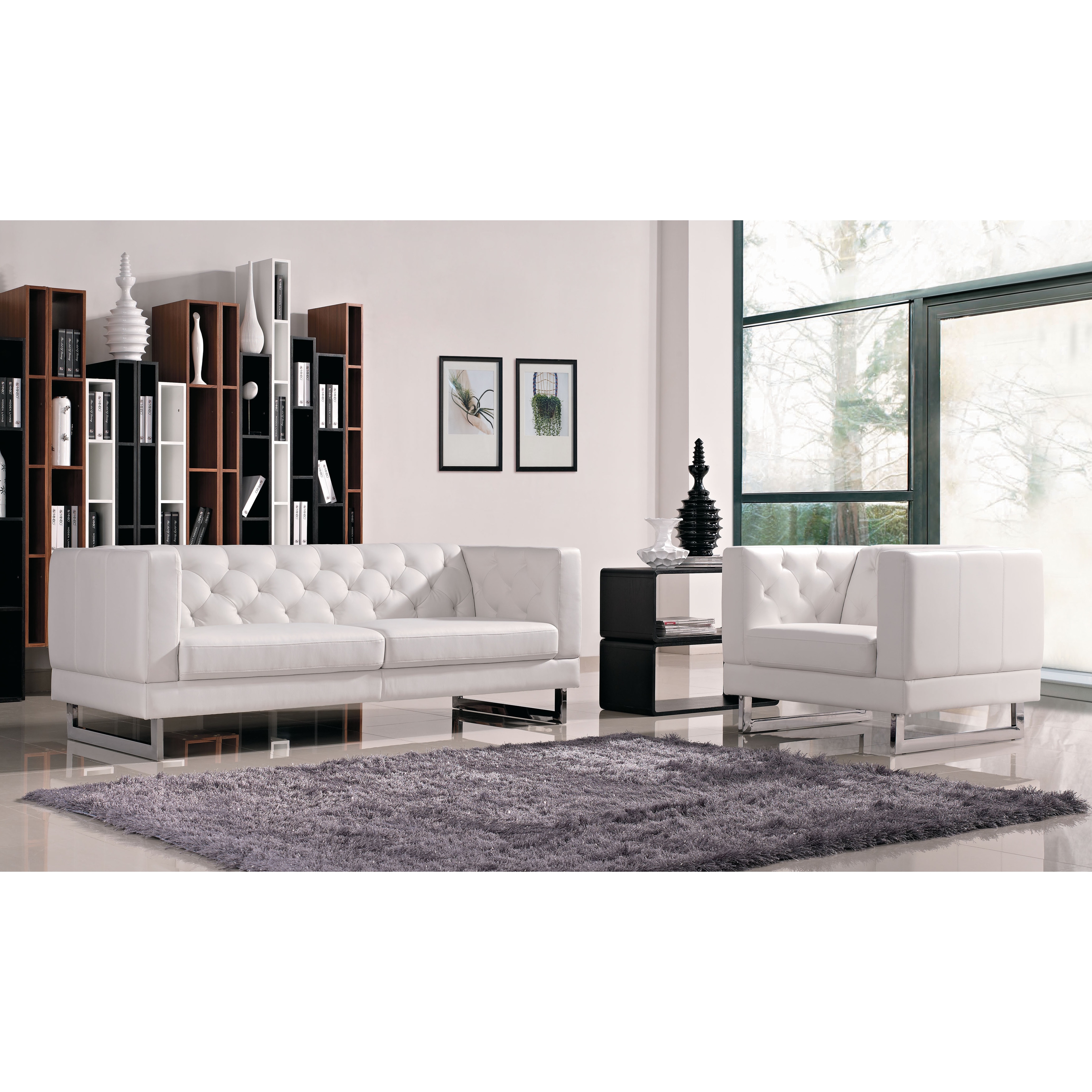 Dg Casa White Allegro Sofa And Chair Set