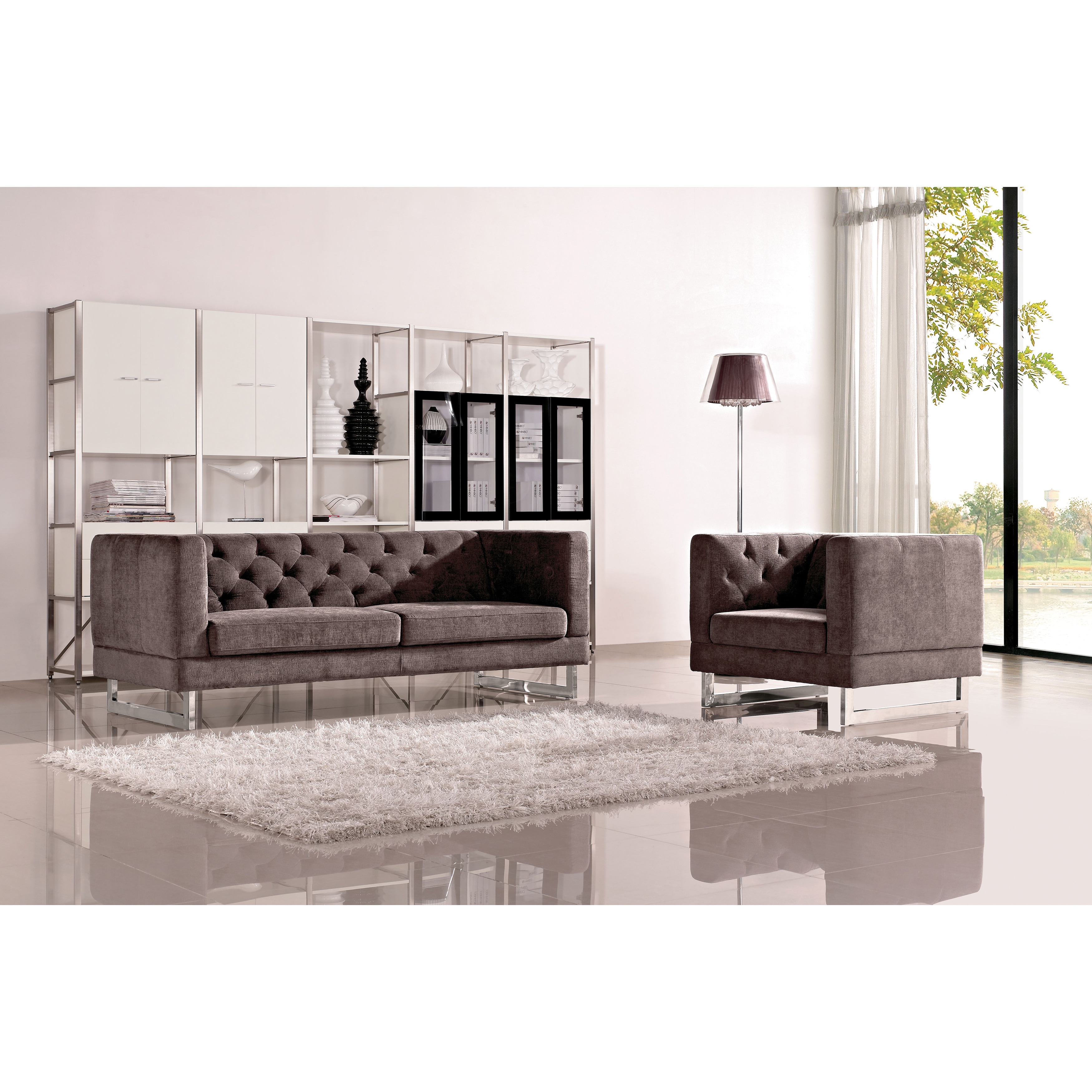 Dg Casa Dark Raisin Grey Allegro Sofa And Chair Set