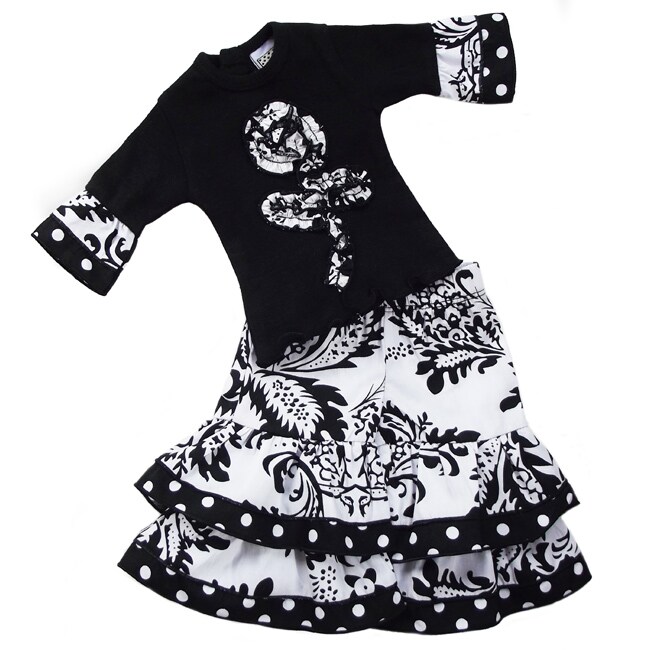 AnnLoren 2 piece Damask and Dots Outfit fits American Girl Doll