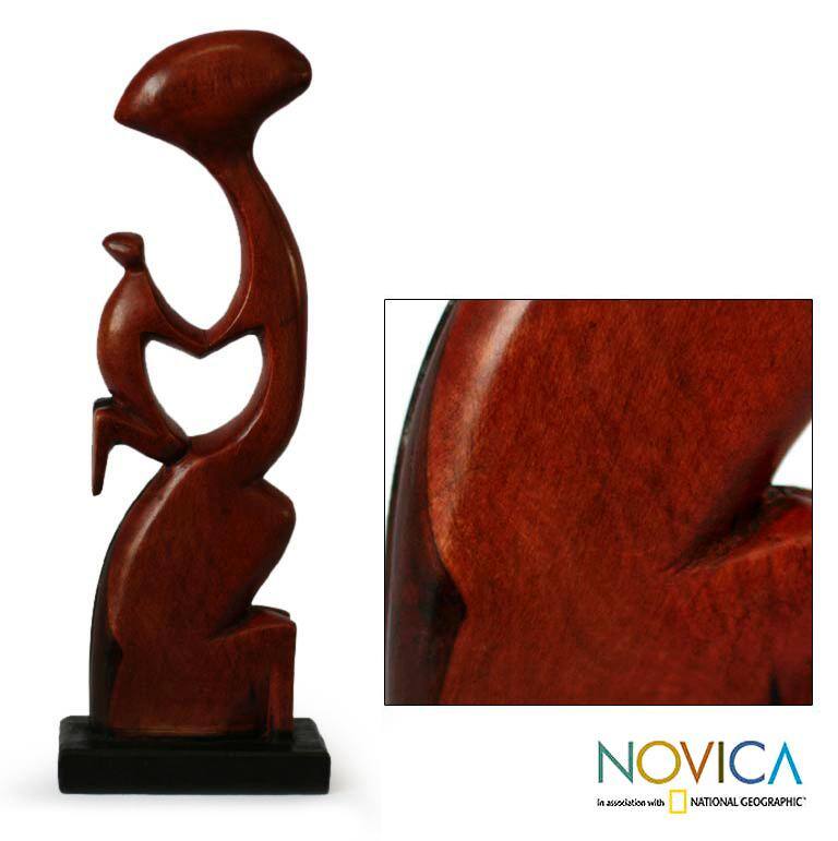 Handcrafted Ebony Wood 'Hold Fast Shadow' Sculpture (Ghana)
