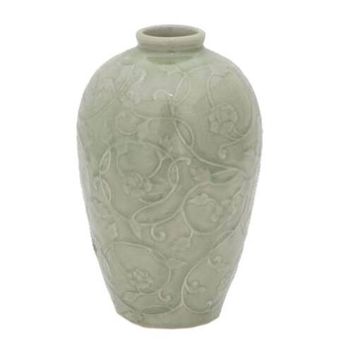 Handmade Celadon Ceramic 'Wildflower' Vase (Thailand)