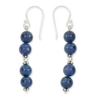 NOVICA Handmade Sterling Silver Pillars of Love Lapis Lazuli Earrings (India)