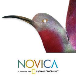 Handcrafted Iron 'Violet Hummingbird' Wall Sculpture (Mexico) Novica Accent Pieces