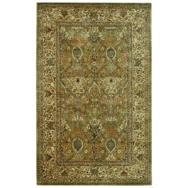 Handmade Persian Legend Light Green/ Beige Wool Rug (5 X 8)