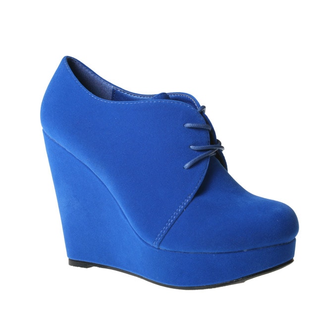 Refresh by Beston Women's 'GENESIS-01' Royal Blue Wedge Ankle Booties ...