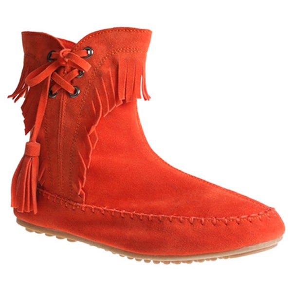 Refresh by Beston Women's 'Mini 02' Orange Fringe Ankle Booties Refresh Booties