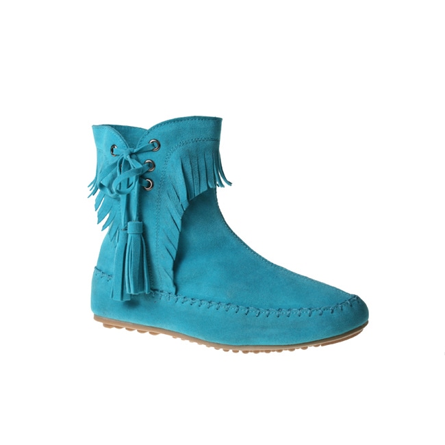 Refresh by Beston Women's 'Mini-02' Turquoise Fringe Ankle Booties ...