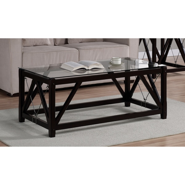 Shop Cable Black Wood/ Glass Coffee Table Free Shipping Today