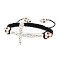 White Skull and Silver Cross Nylon Macrame Bangle Bracelet