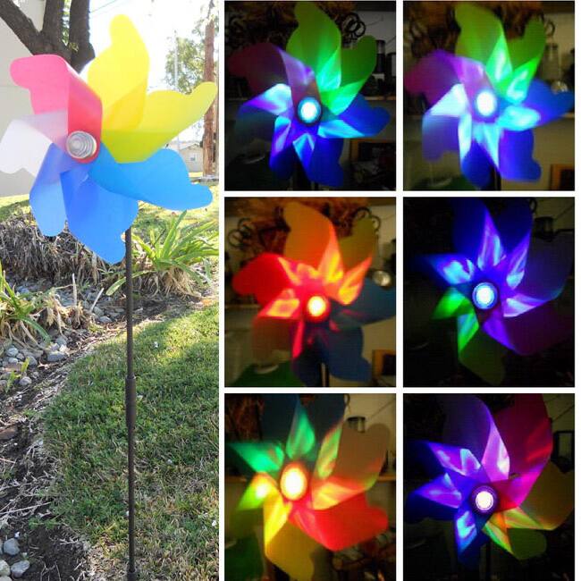 Solar Garden Windmill Spinner Color Changing Light