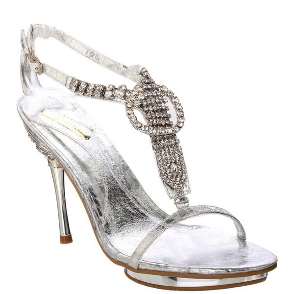 Shop Celeste Women's 'Joyce-06' Silver T-strap Sandals - Overstock ...