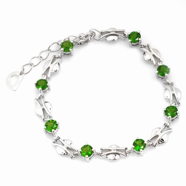 De An Sterling Silver Round Chrome Diopside Bracelet On De An Sterling Silver Round Chrome Diopside Bracelet